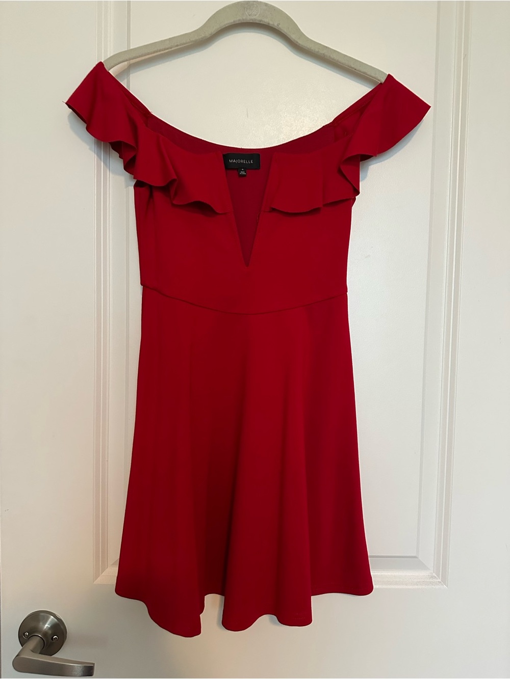 MAJORELLE One-Shoulder Ruffle Red Dress